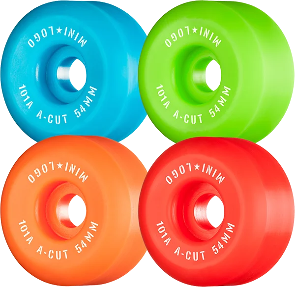 Skateboard Wheels with Innovative Shape-Ml A-Cut 54mm 101a Asst.Green/Red/Blue/Orange  Skateboard Wheels (Set of 4)