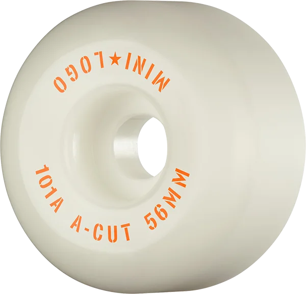 Skateboard Wheels for Smooth Carving and Sliding-Mini Logo A-Cut 56mm 101a White  Skateboard Wheels (Set of 4)