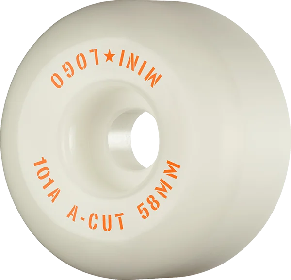 Skateboard Wheels with Professional Finishing-Mini Logo A-Cut 58mm 101a White  Skateboard Wheels (Set of 4)