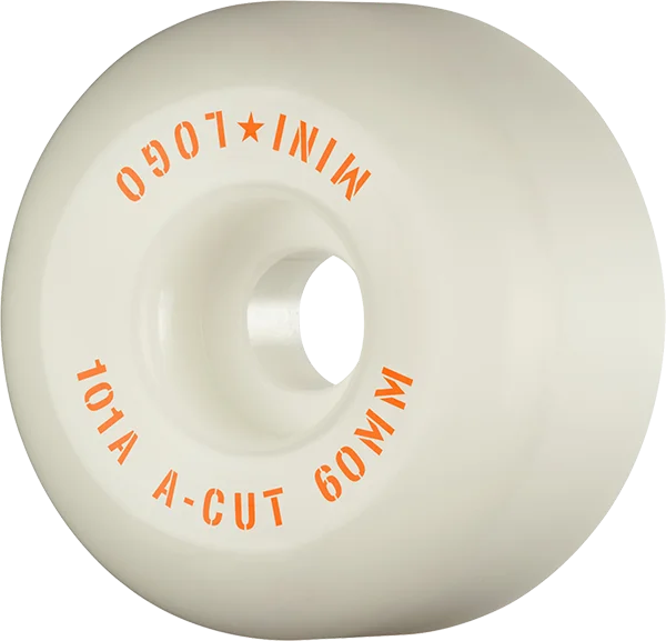 Skateboard Wheels for High-Impact Use-Mini Logo A-Cut 60mm 101a White  Skateboard Wheels (Set of 4)