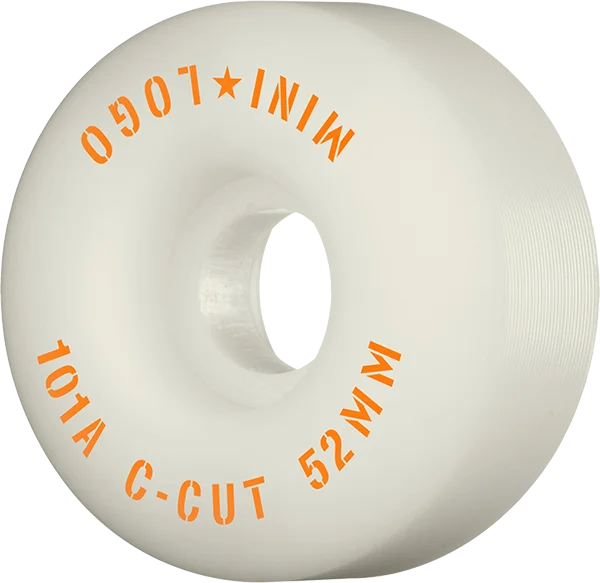 Skateboard Wheels with Aggressive Edge-Mini Logo C-Cut 52mm 101a White  Skateboard Wheels (Set of 4)