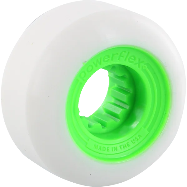 Skateboard Wheels with Soft Grip-Powerflex Gumball 60mm 83b White/Lime Skateboard Wheels (Set of 4)