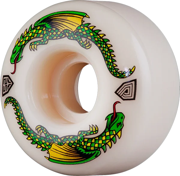 Skateboard Wheels with 60mm Diameter-Powell Peralta Df Green Dragon 52/31mm 93a White Skateboard Wheels (Set of 4)