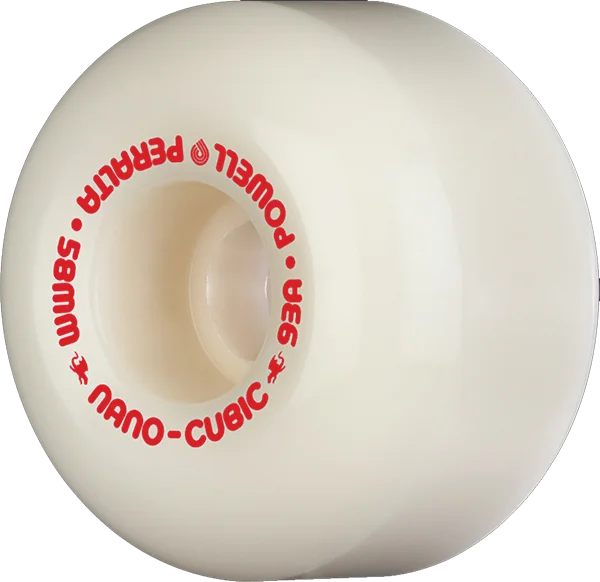 Skateboard Wheels with Special Coating-Powell Peralta Df Nano Cubic 58/37.5mm 93a White Skateboard Wheels (Set of 4)