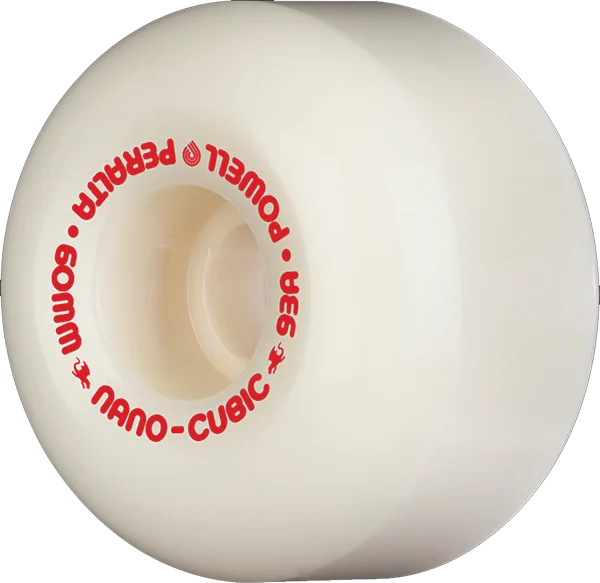 Skateboard Wheels for Street Skating Style-Powell Peralta Df Nano Cubic 60/38mm 93a White Skateboard Wheels (Set of 4)