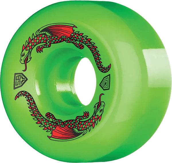 Skateboard Wheels with Dual-Color Design-Powell Peralta Df Rat Bones Wheels II 58/33mm 93a Green Skateboard Wheels (Set of 4)