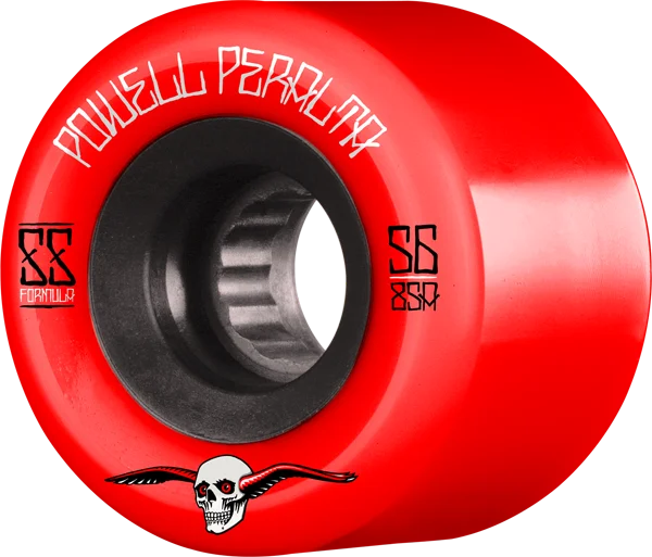 Skateboard Wheels for Fast Rolling-Powell Peralta G-Slides 56mm 85a Red/Black Skateboard Wheels (Set of 4)