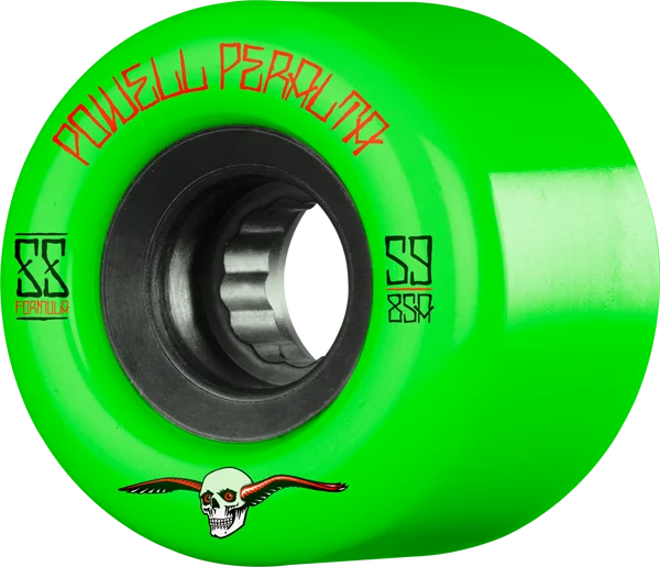 Skateboard Wheels for Downhill Riding-Powell Peralta G-Slides 59mm 85a Green/Black Skateboard Wheels (Set of 4)