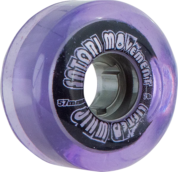 Skateboard Wheels for Speed and Tricks-Satori Lifted Whip Cruiser 57mm 78a Clear.Purple Skateboard Wheels (Set of 4)