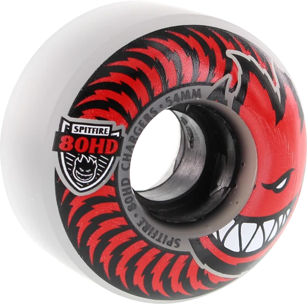 Skateboard Wheels with 52mm Diameter-Spitfire 80hd Charger Classic Full 54mm Clear/Red Skateboard Wheels (Set of 4)