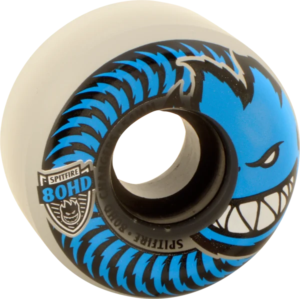 Durable Skateboard Wheels-Spitfire 80hd Charger Conical Full 54mm Clear/Blu Skateboard Wheels (Set of 4)