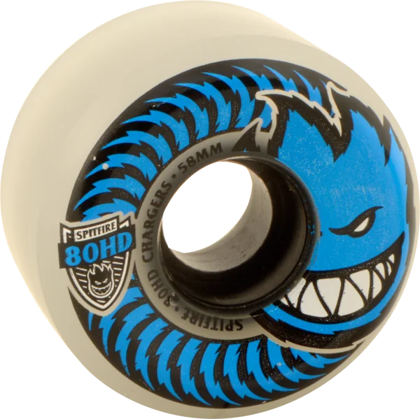 Skateboard Wheels for Bowl and Ramp-Spitfire 80hd Charger Conical Full 58mm Clear/Blu Skateboard Wheels (Set of 4)