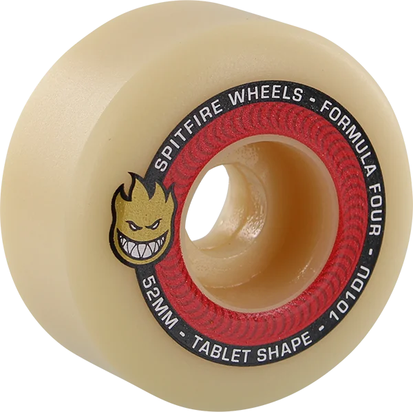 Skateboard Wheels for Speed and Performance-Spitfire F4 101a Tablet 52mm Natural/Red Skateboard Wheels (Set of 4)