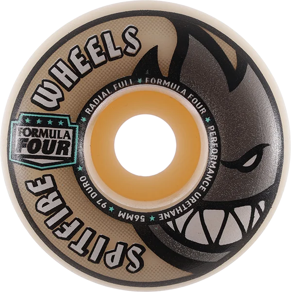 Skateboard Wheels with Premium Materials-Spitfire F4 97a Radial Full 56mm Natural Skateboard Wheels (Set of 4)