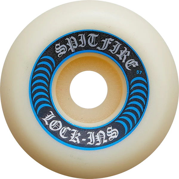 Skateboard Wheels with High-Density Urethane-Spitfire F4 99a Lock Ins 57mm White W/Blu Skateboard Wheels (Set of 4)