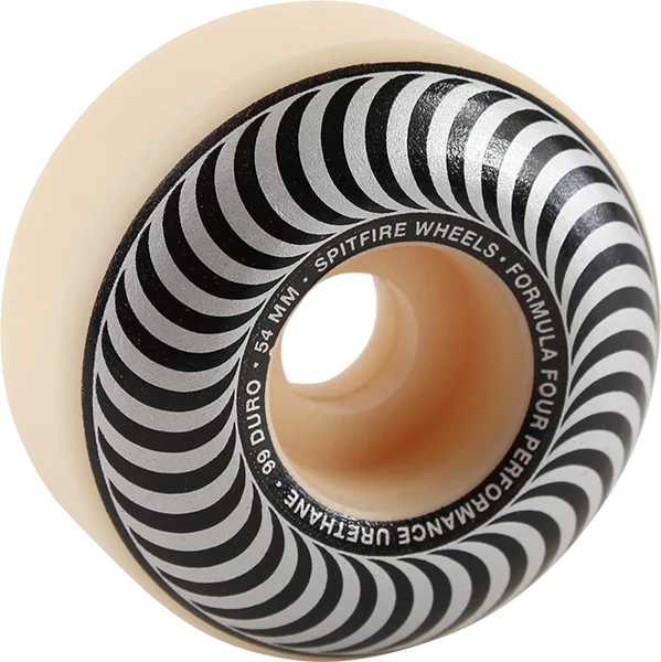 Skateboard Wheels with ABEC-7 Bearings-Spitfire F4 99a Classic Swirl 54mm White W/Silver Skateboard Wheels (Set of 4)