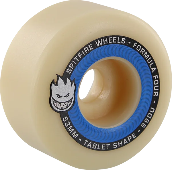 Skateboard Wheels for Pro Riders-Spitfire F4 99a Tablet 53mm Natural/Blue Skateboard Wheels (Set of 4)