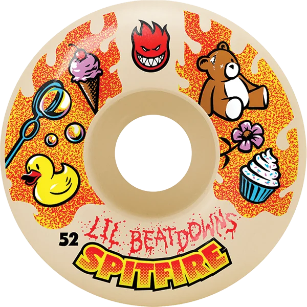 Skateboard Wheels for Smooth Sidewalk Riding-Spitfire F4 99a Classics Lil Beatdown 52mm Nat Skateboard Wheels (Set of 4)