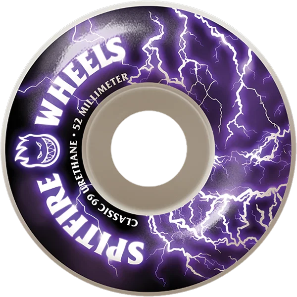 Skateboard Wheels with Anti-abrasion Features-Spitfire Firebolt 52mm 99a White/Pur Skateboard Wheels (Set of 4)