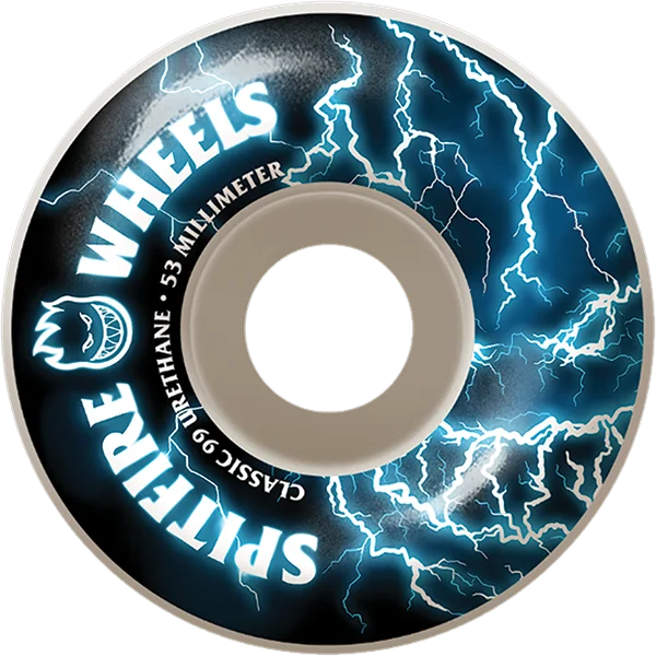 Skateboard Wheels for Low-Speed Cruising-Spitfire Firebolt 53mm 99a White/Blu Skateboard Wheels (Set of 4)