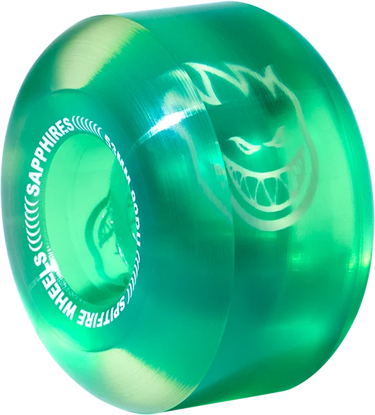 Skateboard Wheels with Unique Design-Spitfire Sapphire 90du Cruiser 53mm Clear/Green Skateboard Wheels (Set of 4)