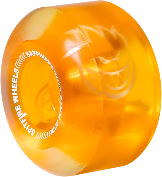 Skateboard Wheels for All-Weather Use-Spitfire Sapphire 90du Cruiser 54mm Clear/Orange Skateboard Wheels (Set of 4)