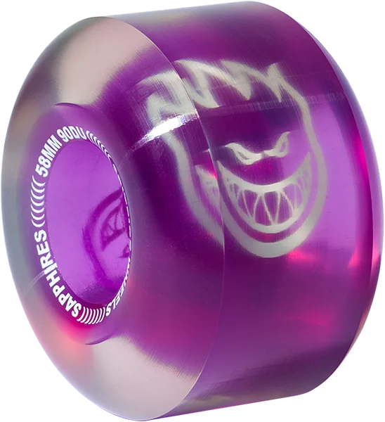 Skateboard Wheels for Aggressive Riders-Spitfire Sapphire 90du Cruiser 58mm Clear/Purple Skateboard Wheels (Set of 4)