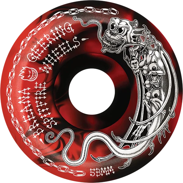 Skateboard Wheels with Customizable Durometer-Spitfire Geering F4 99a Tormentor 53mm Black/Red Swirl Skateboard Wheels (Set of 4)