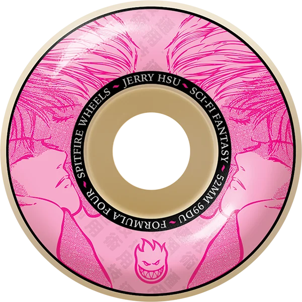 Skateboard Wheels with Excellent Traction-Spitfire F4 99a Hsu Sci-Fi 52mm Natural/Pink Skateboard Wheels (Set of 4)