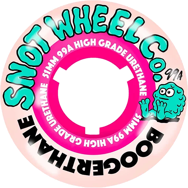 Skateboard Wheels for Street Skating-Snot Boogerthane Team 51mm 99a Natural/Pink Skateboard Wheels (Set of 4)