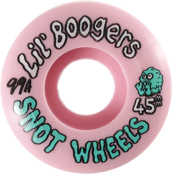 Skateboard Wheels for Pro Riders-Snot Wheel Co. Lil Boogers 45mm 99a Pink Skateboard Wheels (Set of 4)