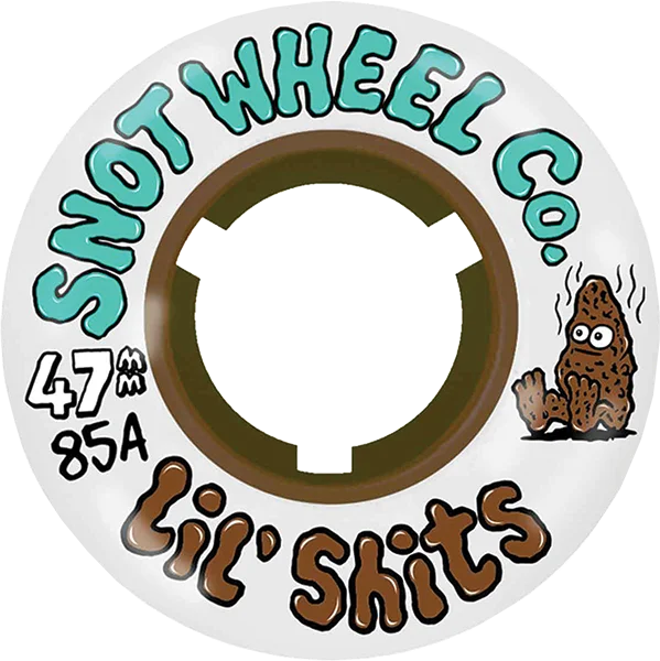 Skateboard Wheels with Classic Urethane-Snot Wheel Co. Lil Shits 47mm 85a White/Brown Skateboard Wheels (Set of 4)