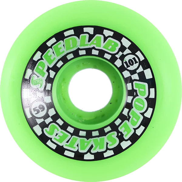 Skateboard Wheels with Vibration Dampening-Speedlab Mini Speedsters 59mm 101a Green/Black Split Skateboard Wheels (Set of 4)