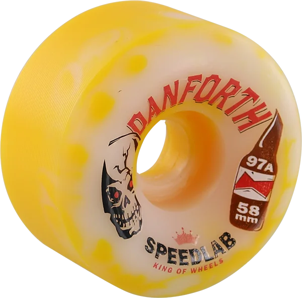 Skateboard Wheels for Sliding-Speedlab Danforth Pro Se 58mm 97a Yellow/White Swirl Skateboard Wheels (Set of 4)