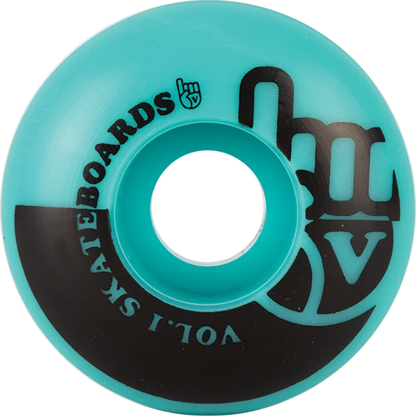 Custom Skateboard Wheels with Design-Vol.1 No.1 53mm Teal/Black Skateboard Wheels (Set of 4)