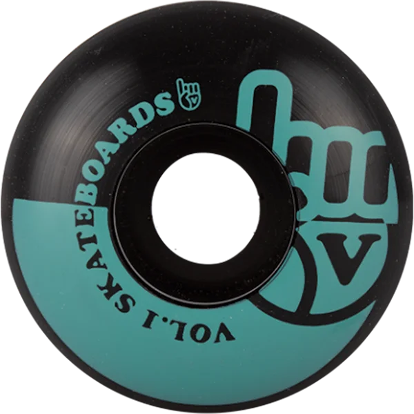 Skateboard Wheels for Easy Turns-Vol.1 No.1 53mm Black/Teal Skateboard Wheels (Set of 4)