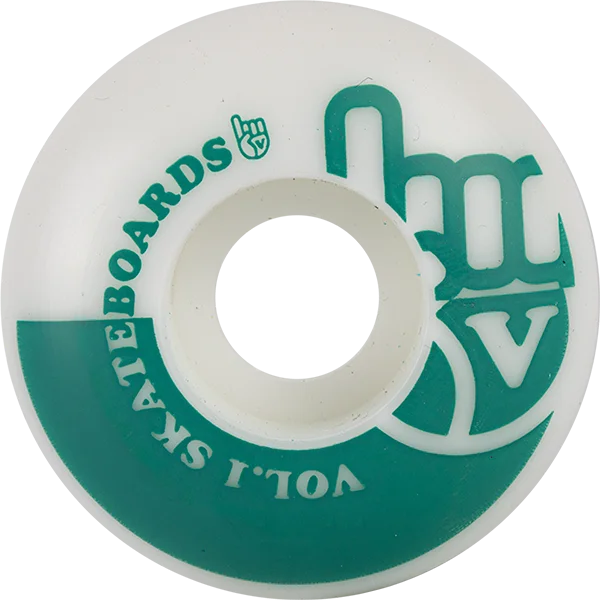 Skateboard Wheels for Pro Riders-Vol.1 No.1 53mm White/Teal Skateboard Wheels (Set of 4)