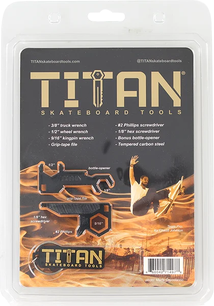 Complete Skateboard Hardware Set with Tools-Titan Skate Tool Black