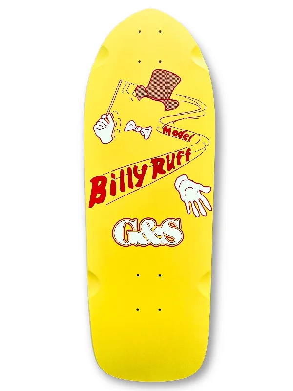 Skateboard Deck with Non-slip Grip Tape-G&S Billy Ruff "Invisible Magician" Reissue Deck - Yellow - Glow in the Dark