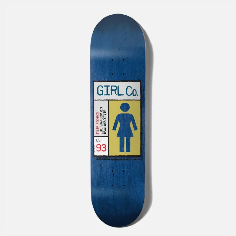 Skateboard Deck with Stylish Logo Design-Girl Skateboards - 8.0" Tyler Pacheco Gridbox Skateboard Deck - Blue