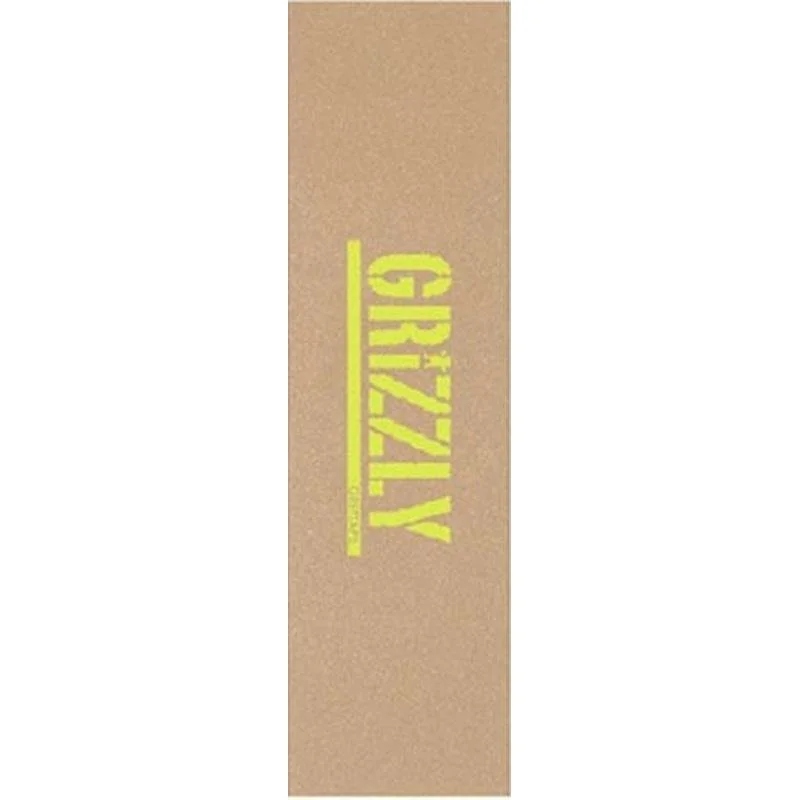 Skateboard Grip Tape with Anti-Glare Surface-Grizzly 9" x 33" Stamp Necessities KhakiI/Yellow Perforated Skateboard Grip Tape