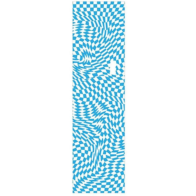 Skateboard Grip Tape for All-Weather Performance-Grizzly 9" x 33" Trippy Checkerboard Blue Perforated Skateboard Grip Tape