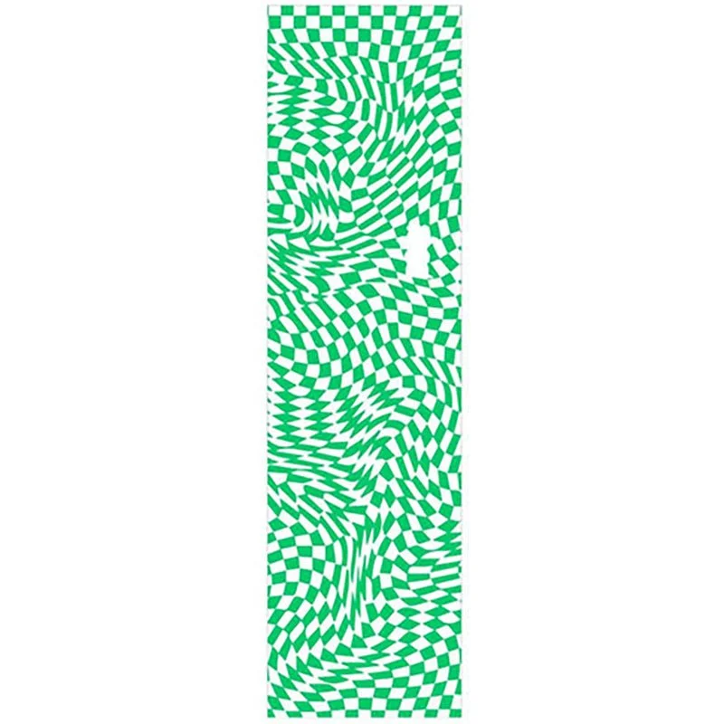 Skateboard Grip Tape with Textured Surface for Tricks-Grizzly 9" x 33" Trippy Checkerboard Green Perforated Skateboard Grip Tape