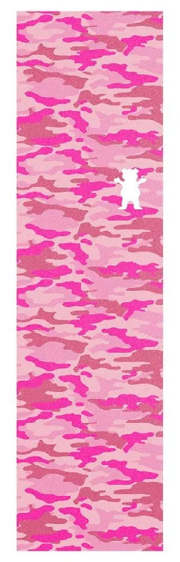 Skateboard Grip Tape with High-Traction Layer-Grizzly Leticia Bufoni Pro Pink Camo Skateboard Griptape - 9 x 33"