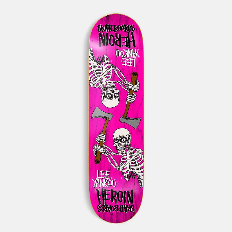 Skateboard Deck with Eco-Friendly Materials-Heroin Skateboards - 8.25" Lee Yankou Axe Skeletons Skateboard Deck