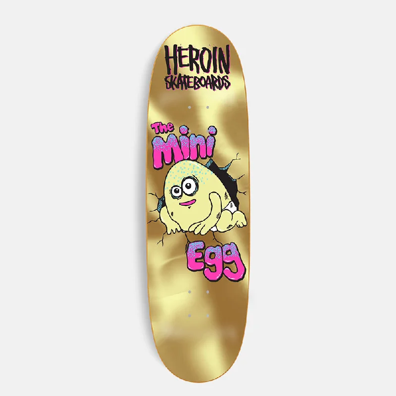 Skateboard Deck for Downhill Riders-Heroin Skateboards - 8.38" Gold Mini Egg Skateboard Deck