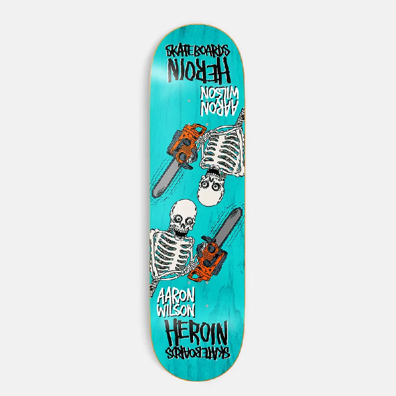 Skateboard Deck with Lightweight Feel-Heroin Skateboards - 8.5" Aaron Wilson Chainsaw Skeletons Skateboard Deck