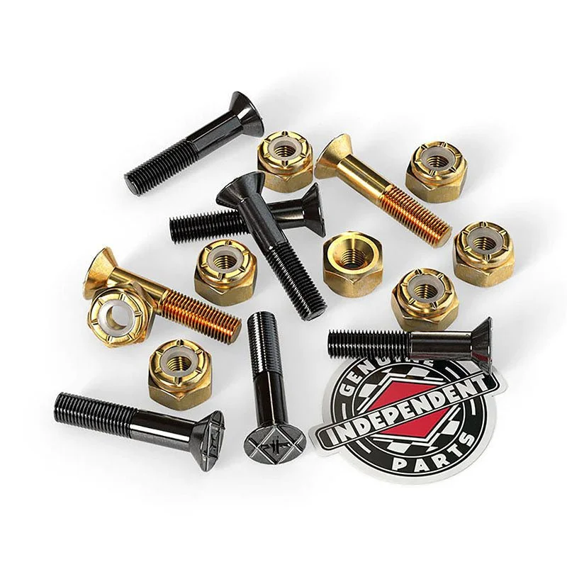 Skateboard Hardware for Stable Deck Setup-Independent 7/8" Black/Gold Phillips Skateboard Hardware