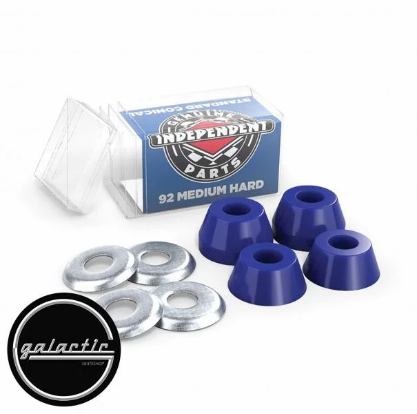 Skateboard Hardware for Advanced Riders-Independent Conical Cushions Medium Hard 92a Blue Bushings