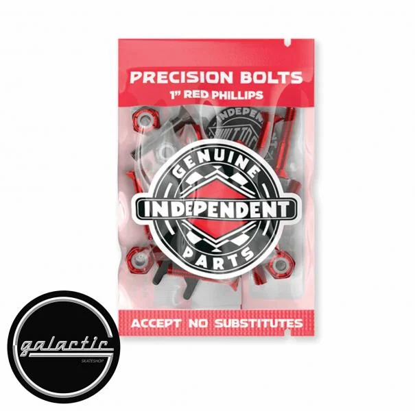 Skateboard Hardware for Tough Street Skating-Independent Genuine Parts 1" Phillips Hardware Red/Black Pk/10 w/tool